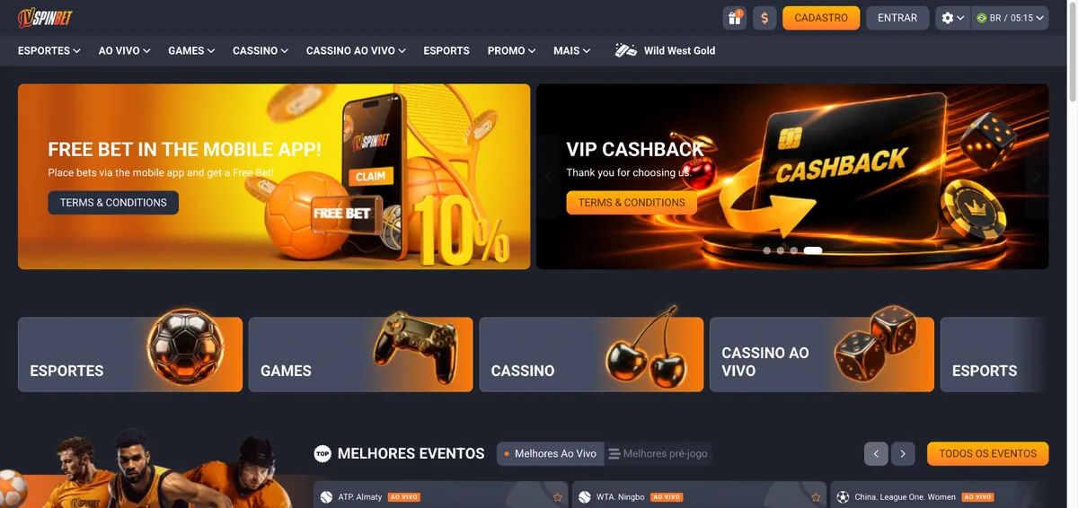 JVSpin login - página inicial em jvspin.com/br com a marca JVSPINBET